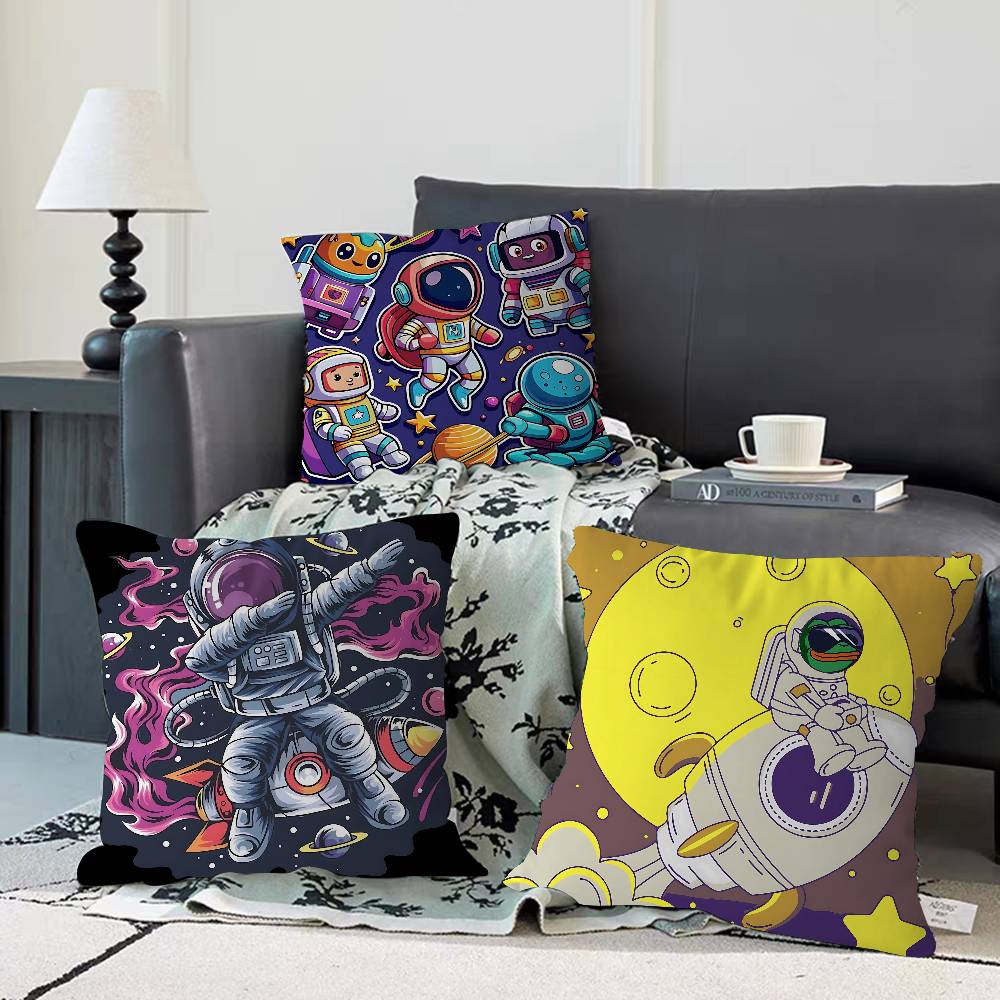 Cartoon R-Rocket AstronautS Pillow Case Removable Washable Cushion Cover – All-Season Soft Linen