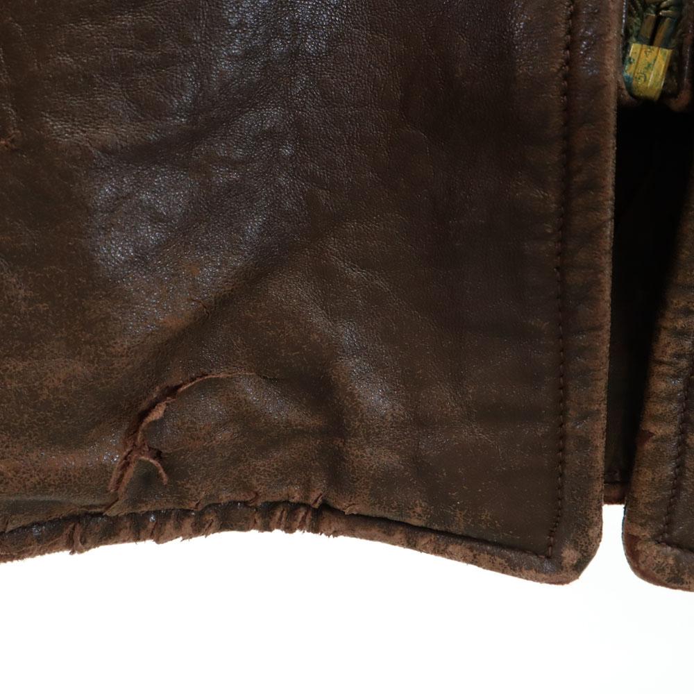 Lawton 40s Vintage U-shape leather jacket 34 Brown TALON ZIP Men's Used