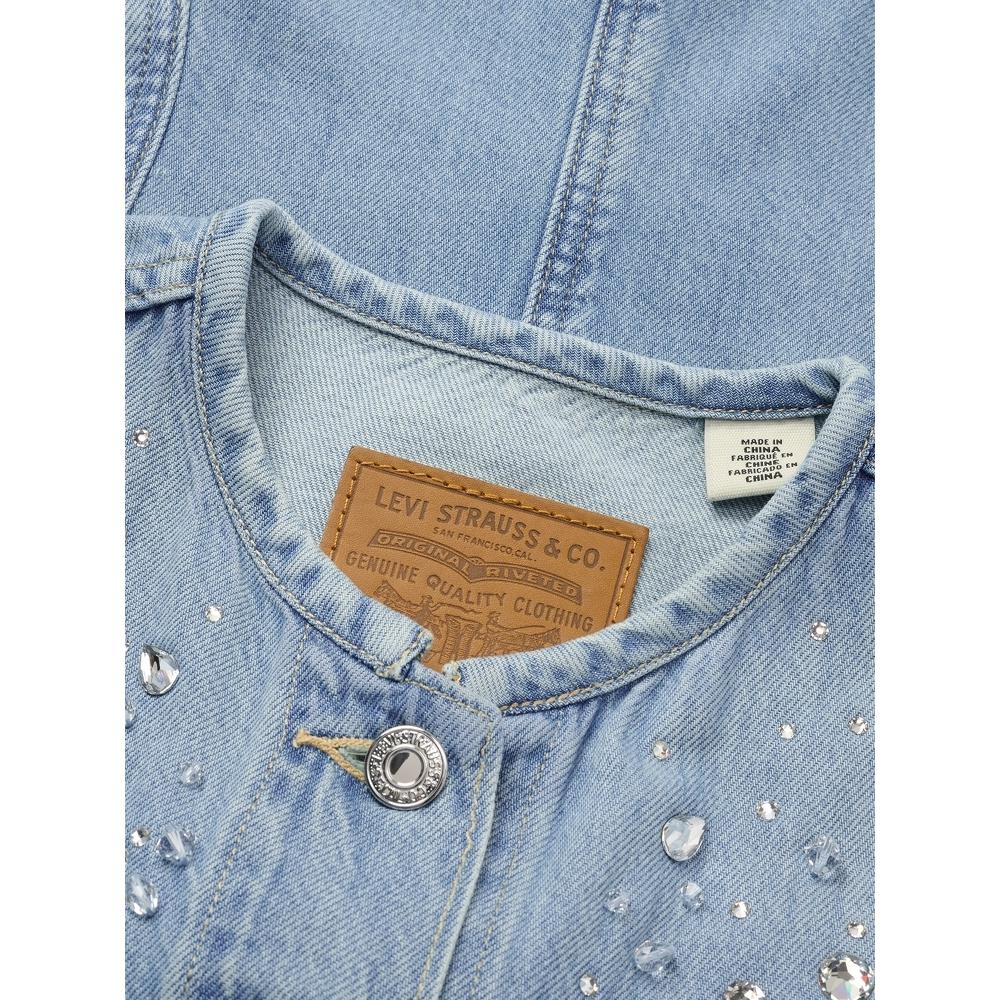 Levis Casual Comfortable Slim Fit Round Neck Long Sleeve Denim Jacket Women Jackets Blue 003HO-0000