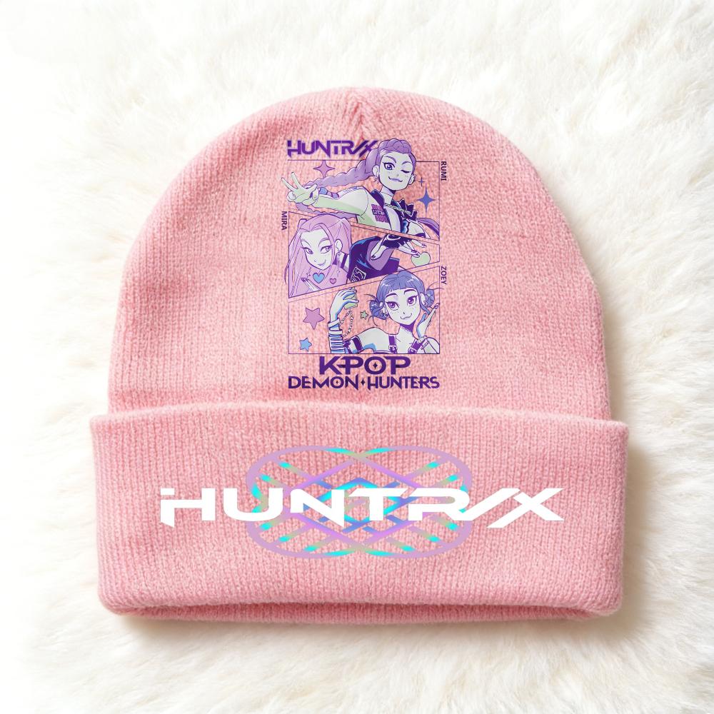 Berretto lavorato a maglia per bambini con stampa Anime Kpop Demon Hunters, Filato di lana, Stagione autunnale, Stagione fredda, Cappello alla moda per bambini, Copricapo, Abbigliamento