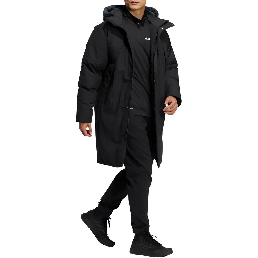 Adidas Logo Zip Down Jacket Unisex Outerwear Black HR5233