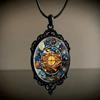 Black Framed Glass Relief Necklace