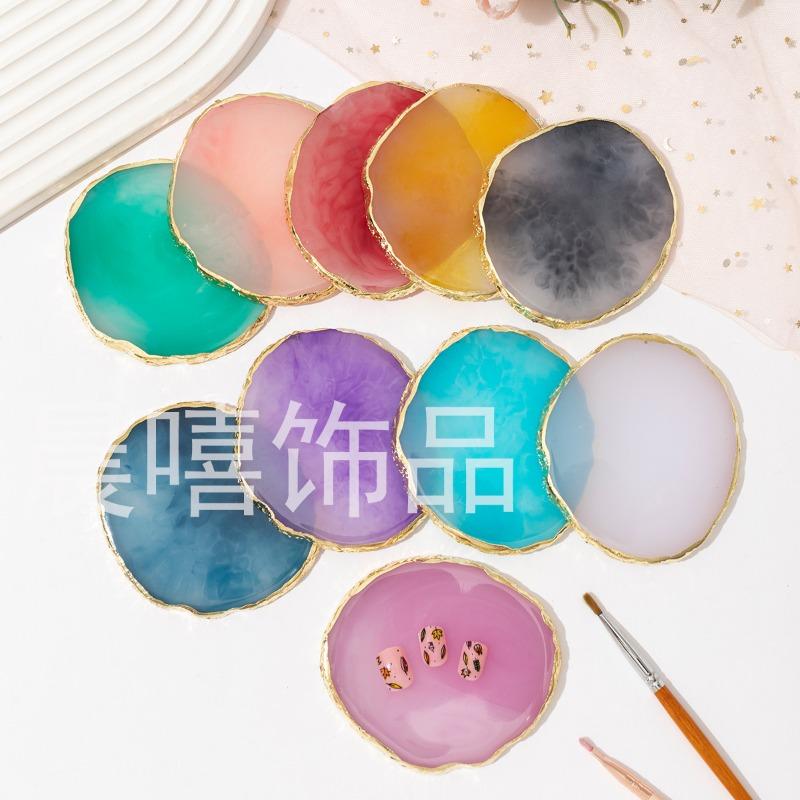 Nail Art Color Palette Resin Agate Gold Border Color Palette Nail Art Display Board Color Palette Resin Nail Art Color Palette