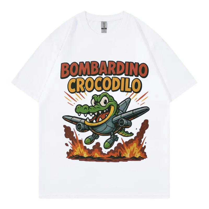 Bombardino Crocodilo Meme Graphic T Shirts Fuuny Italian Brainrot Humor Joke Tshirts Mens Womens Fashion Y2k Clothing Tshirt