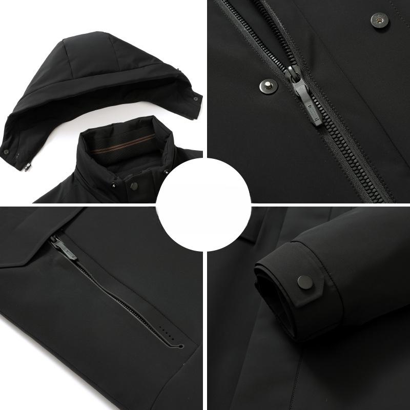 Daunenjacke Winter Neuer Stil Mittellang Kapuze Verdickt Outdoor Herausnehmbares Futter Daunenjacke