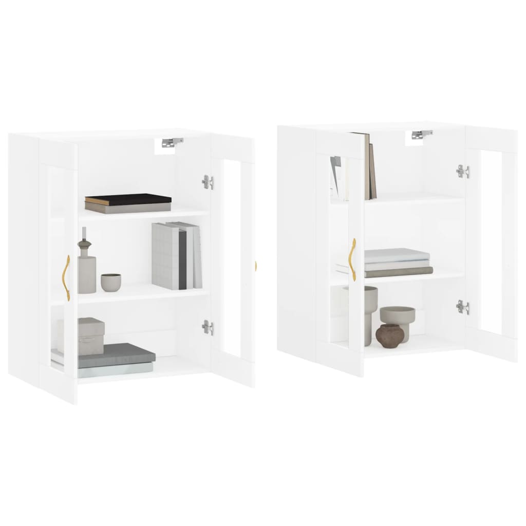 Wall Cabinets 2 pcs White Wood Based Material