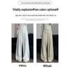 Women's White Floral High-Waist Wide-Leg Summer Pants - Loose Fit, Petite Size