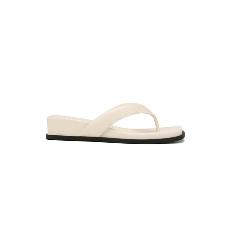 Super JI Model~ Square Toe Slope Heel Beach Flip-flops Women's Sandals Outside