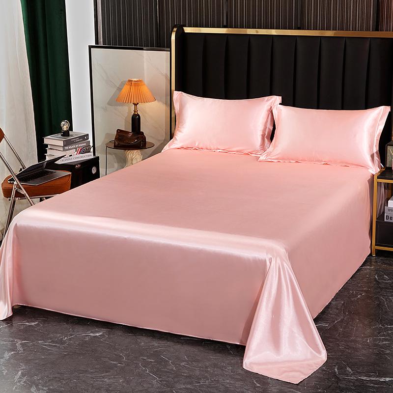 Washable Silk Fitted Sheet Set with Satin Pillowcase & Double Duvet Cover