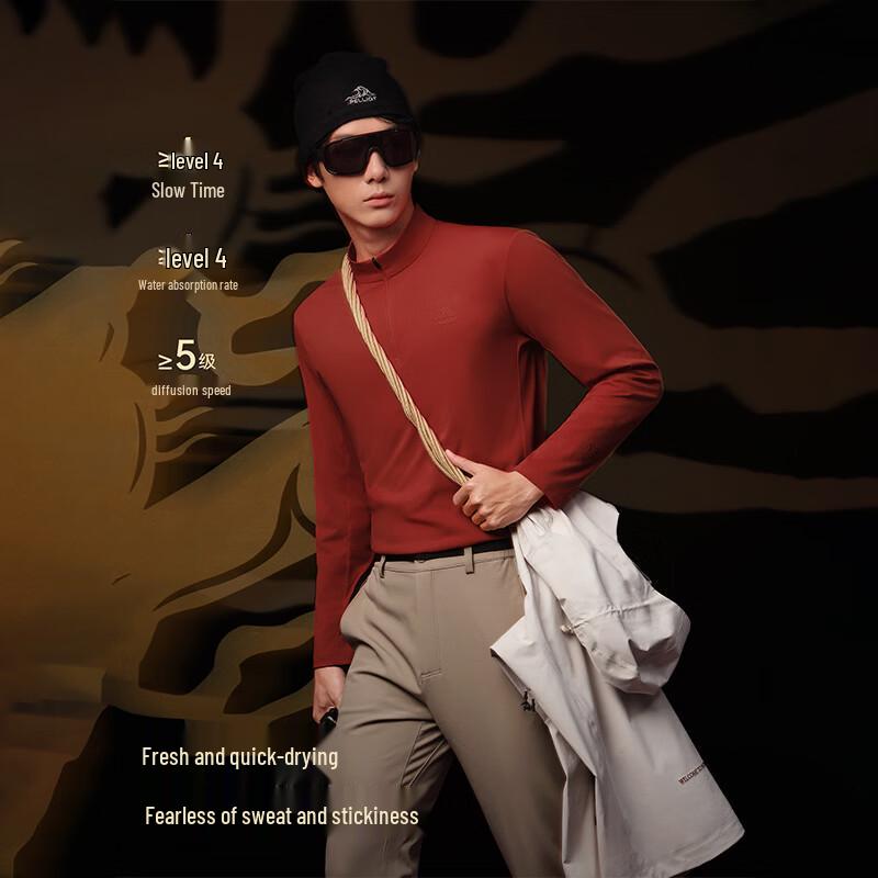Pelliot Men's Stand-Collar Quick-Dry Long-Sleeve T-Shirt