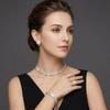 4Pcs Earring Bridal Jewelry Set Shiny Multilayer Necklace Bracelet Earring Ring Set Bracelet Silver Rhinestone Choker Women