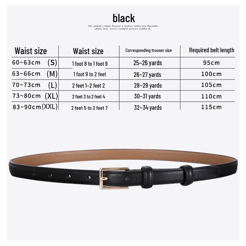 Stylish Women's Black Leather Belt - Versatile, Fashionable, and Decorative for Skirts