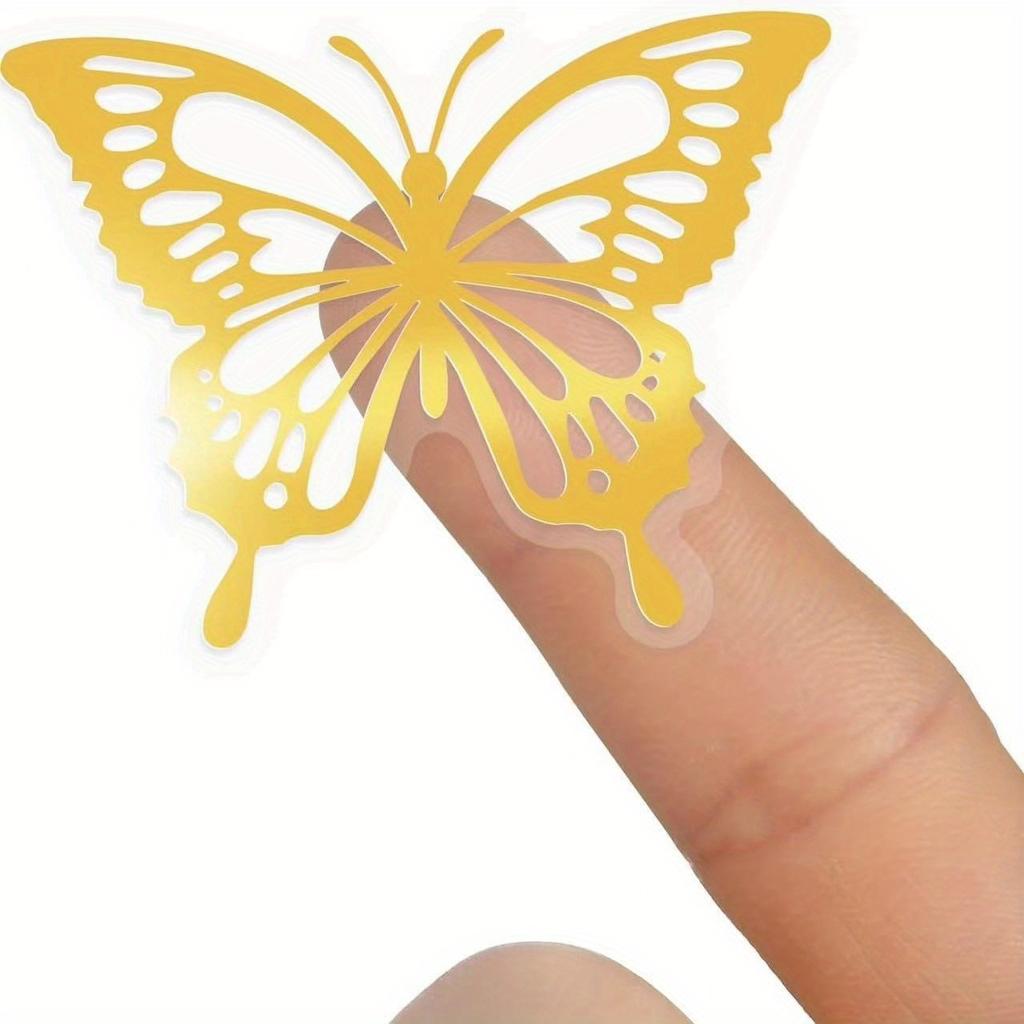 500pcs Golden Foil Butterfly Stickers - Self-Adhesive Envelope Sealing Labels, Perfect for Gift Cards, Birthday Parties & Handmade Crafts