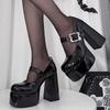 Super High Heel Shoes Round Head Shallow Mouth Metal Buckle Thick Heel Waterproof Platform Mary Jane Women's Shoes