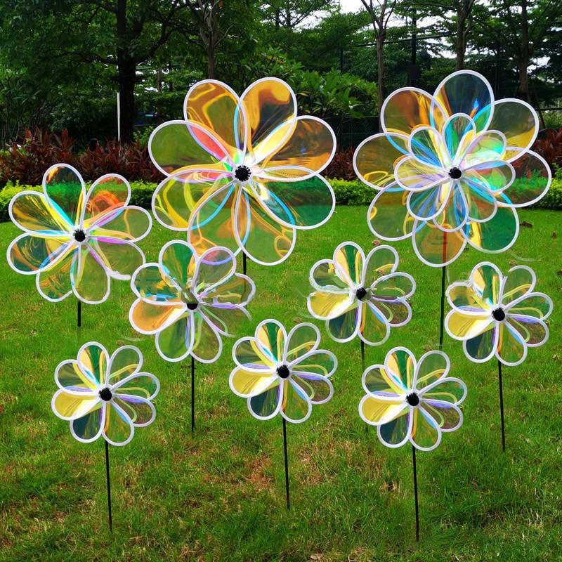1Pc Sunflower Windmill Pinwheel Colourful Sequins Foldable Windmill Carry Camping Picnic Home Garden Decoration