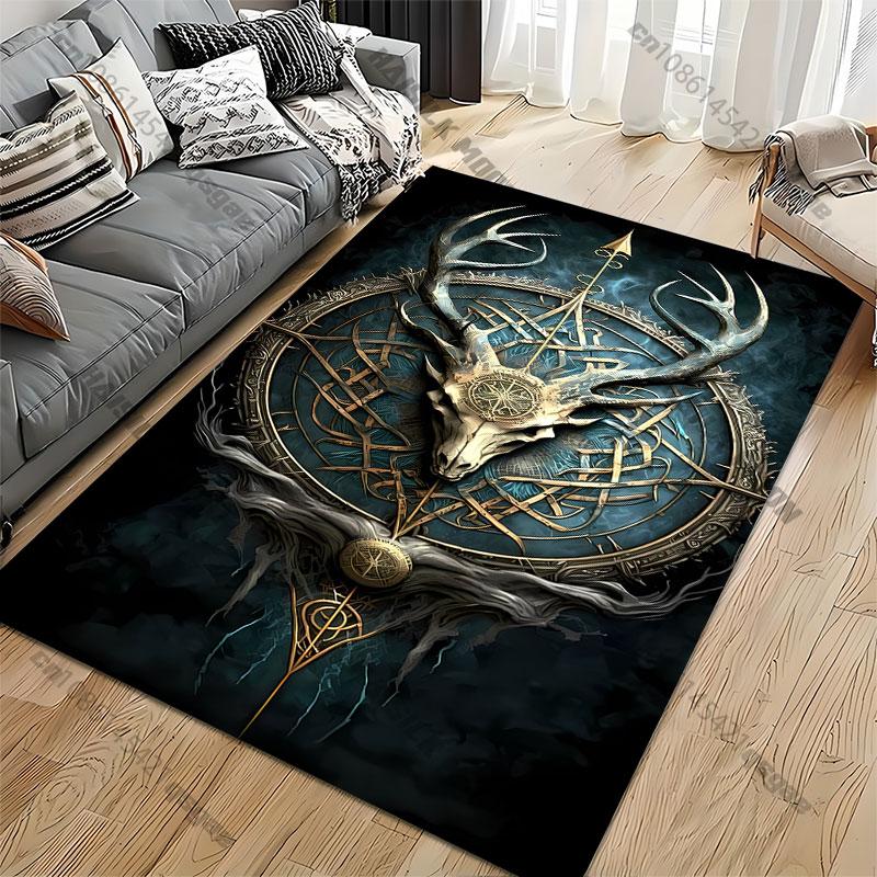 Mystical Antlers Symbolism Intricate Design Carpet Yoga Living Room Room Decor Children's Crawling Mat Doormat Area Rug