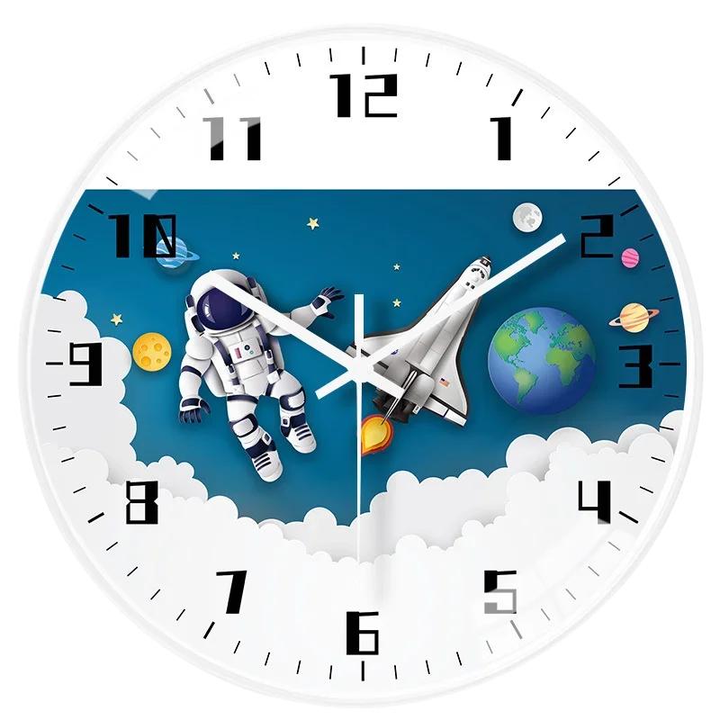 Creative children's room wall clock living room home quiet bedroom wall hanging free for kitchen bedroom study wall decoration