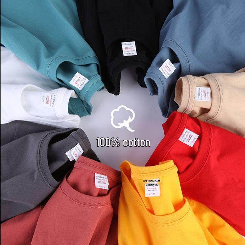 Damen Schwerer Baumwollstoff Lockerer Schnitt Rundhalsausschnitt Kurzarm Einfarbige Sommer-T-Shirt