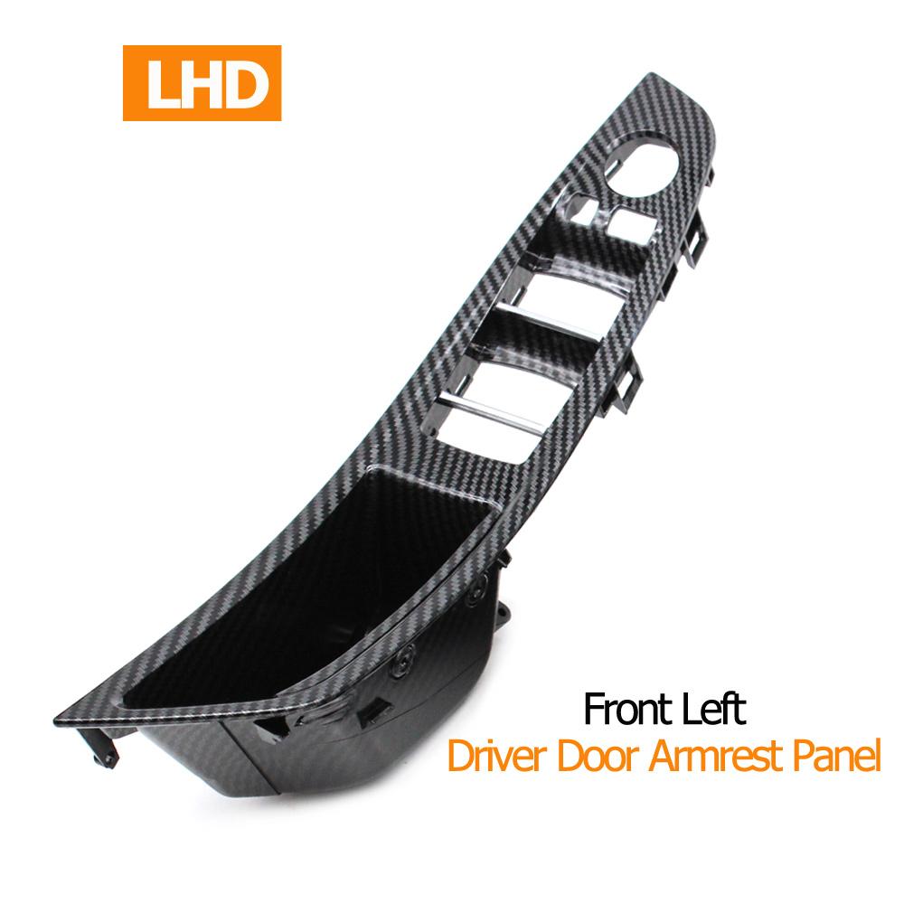 LHD RHD Maniglia interna per portiera auto in fibra di carbonio 7 pezzi Set per BMW Serie 5 F10 F11 520i 523i 525i 528i 530i 535i