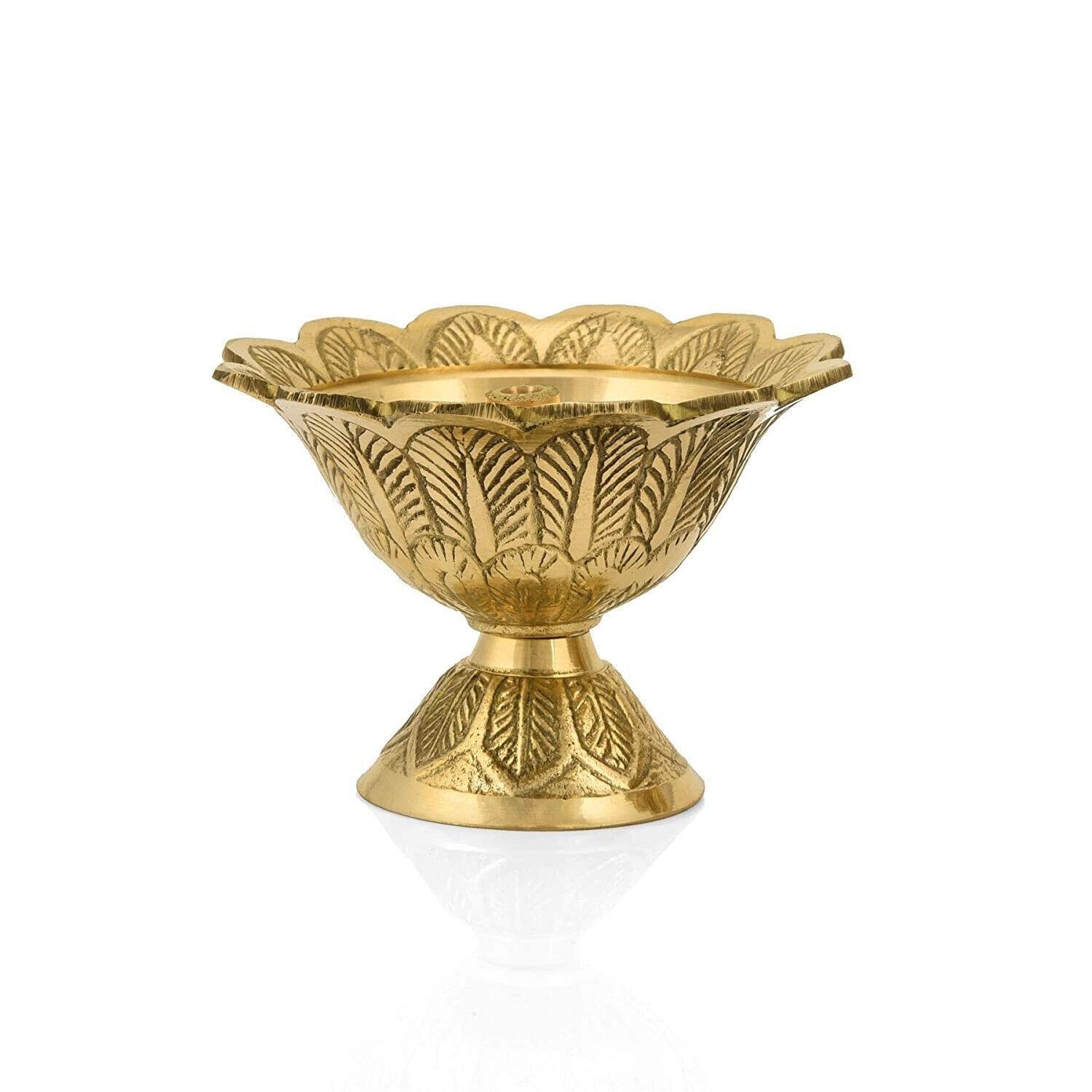 Indian Traditional Beautiful Engraved Design Brass Oil Puja Lamp For Home CN1046