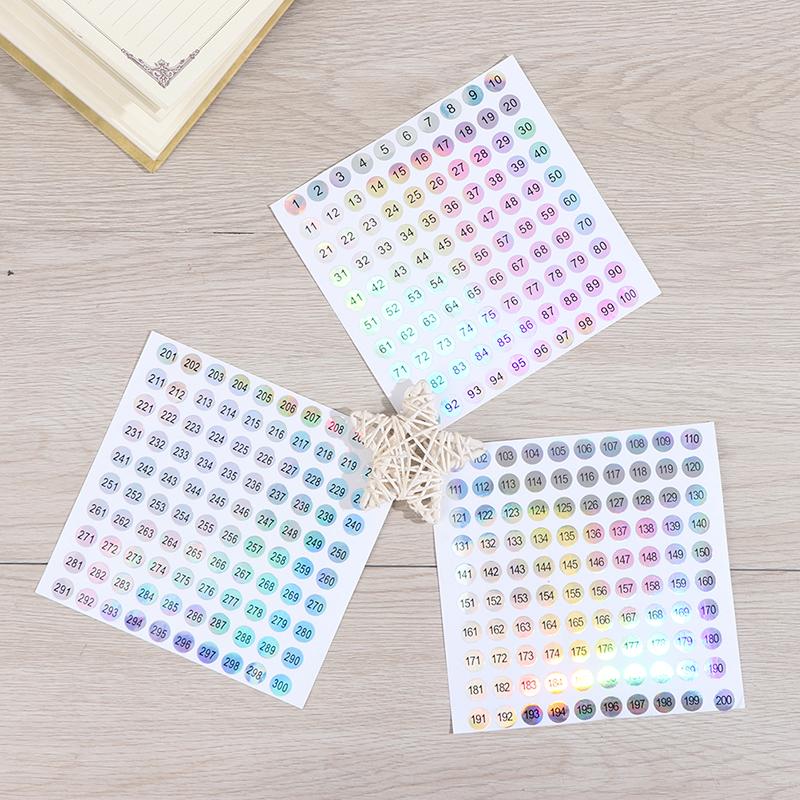 Etiquetas a laser à prova d'água número 1-300 adesivos esmalte batom etiquetas numéricas