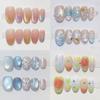 Sweet Girlish Cat Eye Star Diamond 3D Flower Pearl Wave Dots Square Round Press On Nails Party Decor