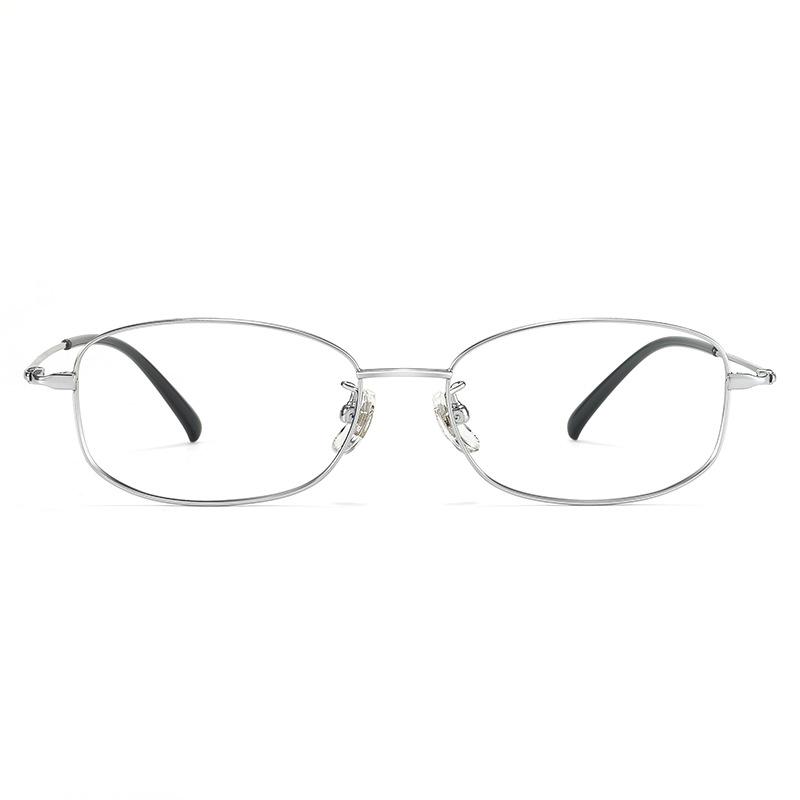 High-Intelligence Silver Ultralight Pure Titanium Narrow Eyeglasses for Women, Square/Round Face, Model 8933