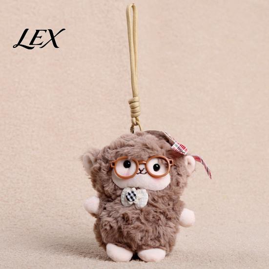 Soft Curly Plush Charm Sheep Doll Pendant for Bags And Keys, Stuffed Animal Keychain Kawaii Accessory with Bow Glasses Accessories, Cute Hanging