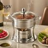 Small Buffet Warmer Chafers And Warmers Set with Glass Lid, Round Stainless Steel Compact Vacuum Insulated Meal Box Thermal Serving Bowl, Catering