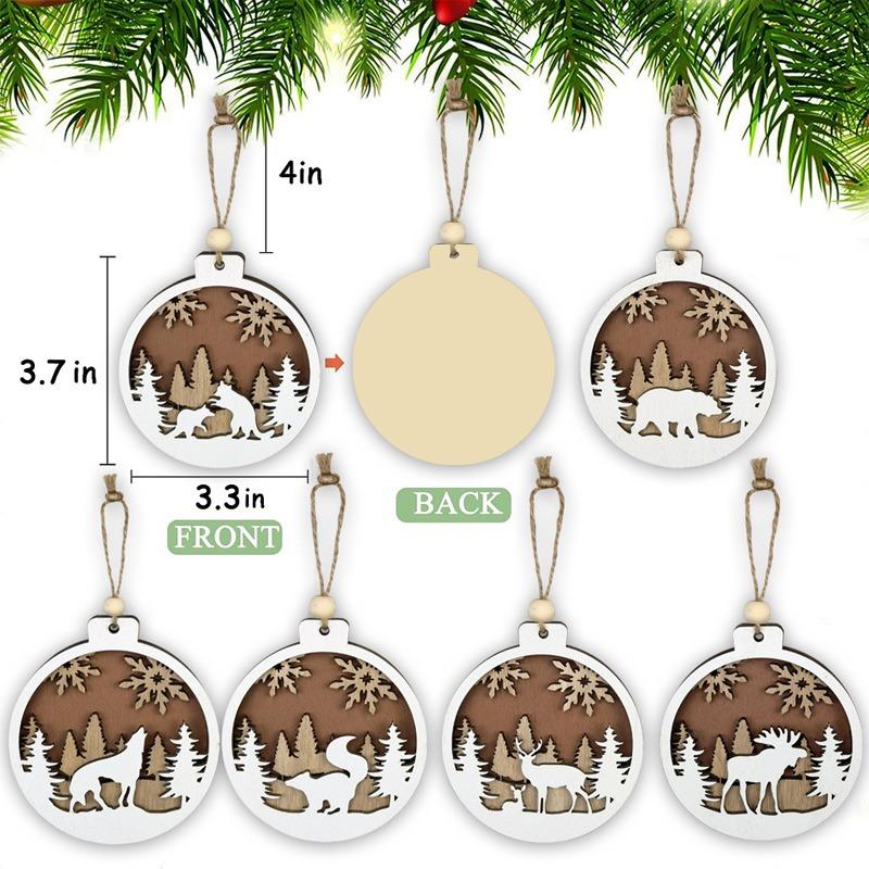 Noel Ahşap Kolye 3D Geyik Noel Baba Ağacı Asılı Süsler Noel Dekor