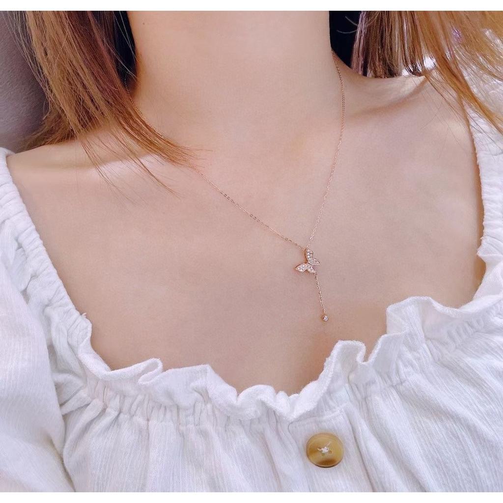 Retro Natural Butterfly Pearl Elements Ins Light Luxury Exquisite Necklace Clavicle Chain