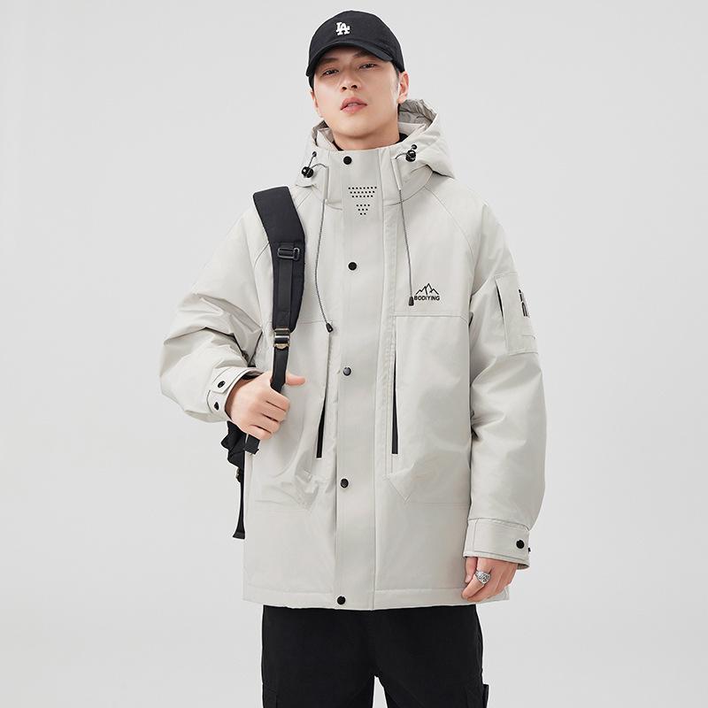 Winter Trend Mountain Charge Down Jacket Men'S Light 90 White Duck Down Hooded Jacket American Casual Tooling Jacket