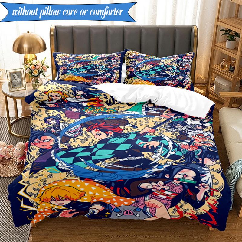 Vibrant Anime Characters 3pcs K-pop Music Group Bedding set,Ideal for Bedroom, Dormitory,Including Duvet Cover And 2pcs Pillowcases,Fan Gifts