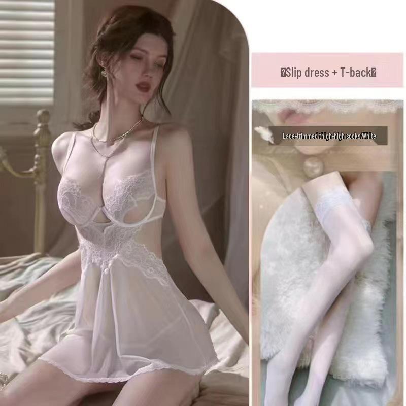Elegant Lace Push-Up Sleep Dress: Enhances Small Chest