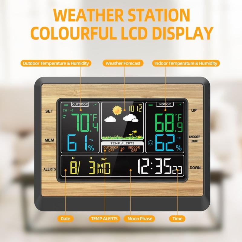 Multifunctional High Precise Digital Weather Monitor With Temperature Humidity Monitor And Barometric Pressure Sensors