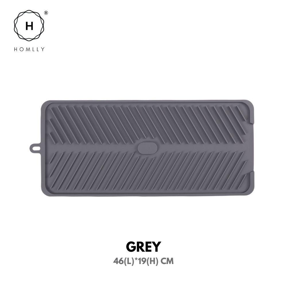 Homlly Kitchen Silicone Dish Drying Mat Heat Resistant Pad Dish Drainer Mats (X2PCS) Grey  46x19cm  X2
