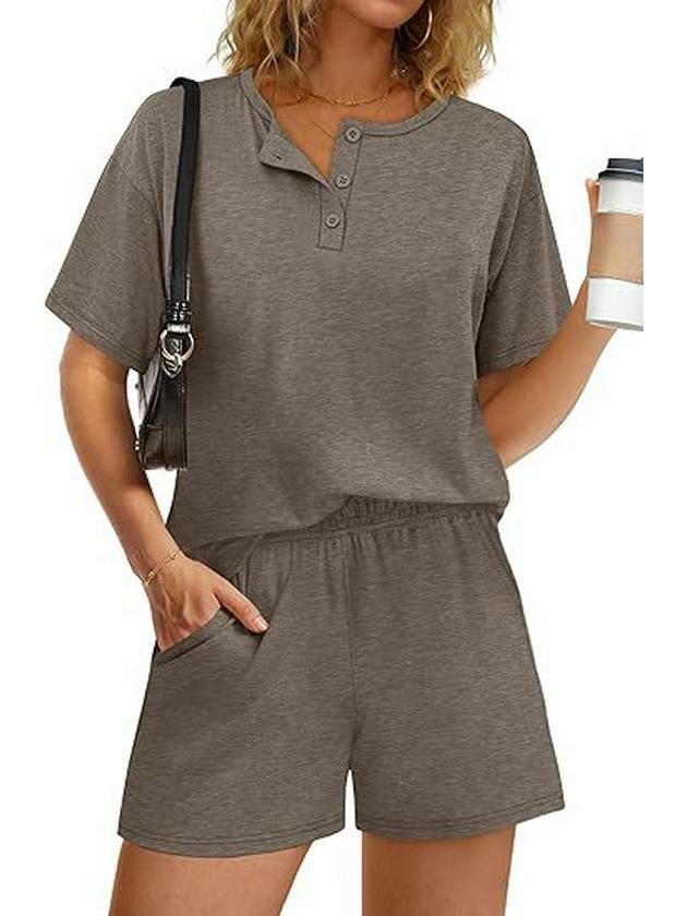 2026 Women's Casual Cotton Fashion Set: Round Neck T-shirt & Elastic Waist Shorts