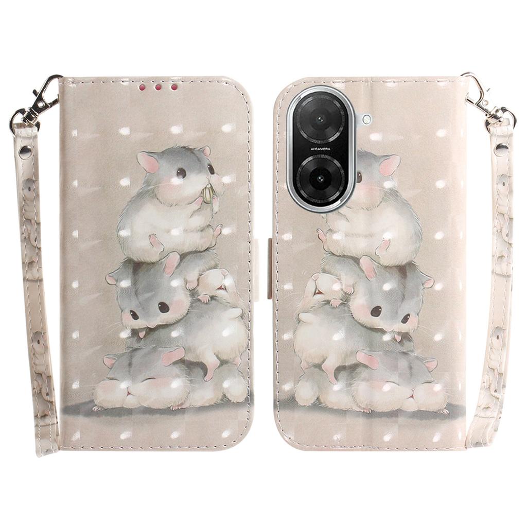 For Xiaomi Redmi A5 4G (171.7mm)/Poco C71 4G Case Pattern Printing Leather Wallet Phone Cover with Wrist Strap