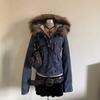 Giacca Lunga Imbottita in Piuma per Autunno e Inverno, Spessa, con Cappuccio e Maniche Lunghe per Donna, con Collo in Pelliccia