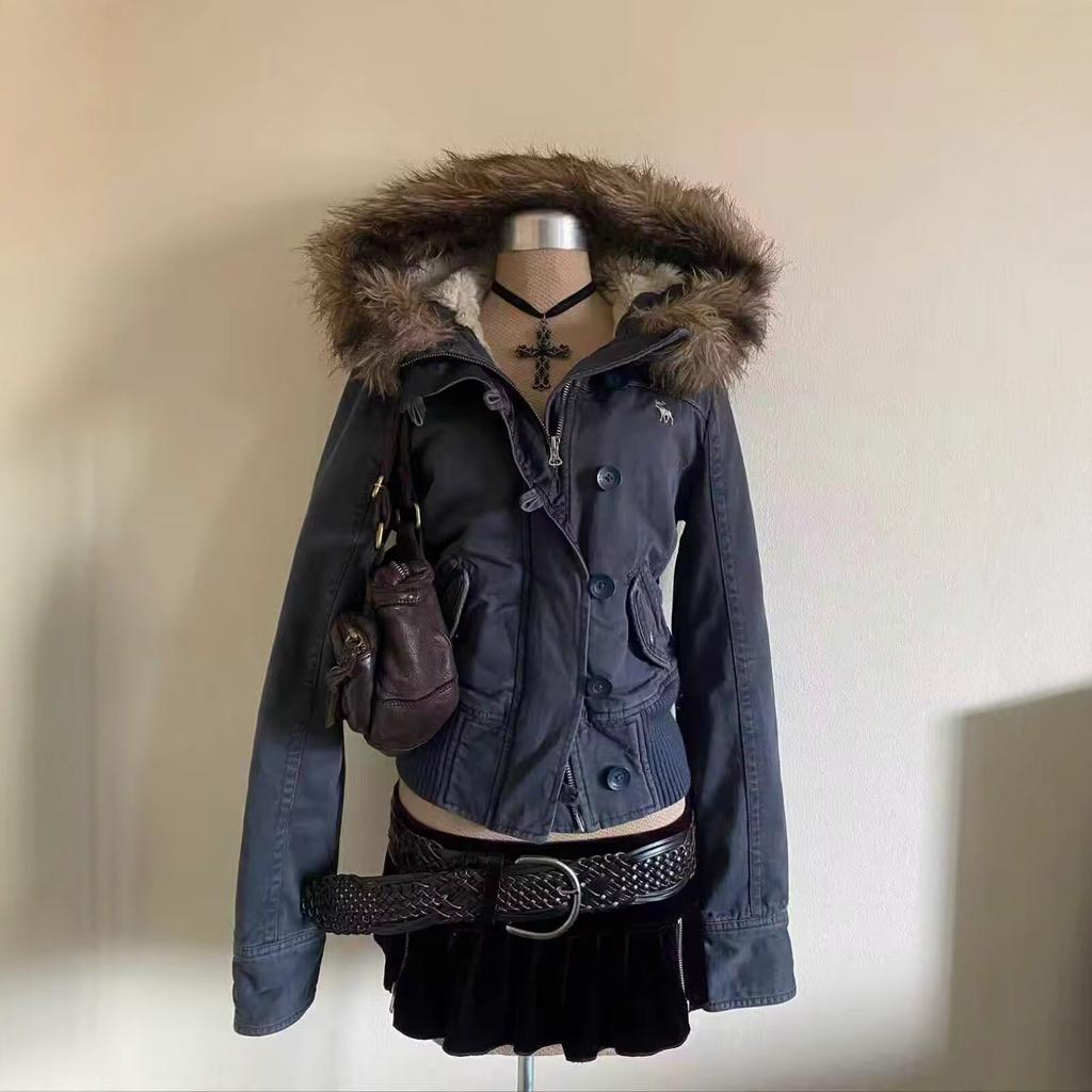 Giacca Lunga Imbottita in Piuma per Autunno e Inverno, Spessa, con Cappuccio e Maniche Lunghe per Donna, con Collo in Pelliccia