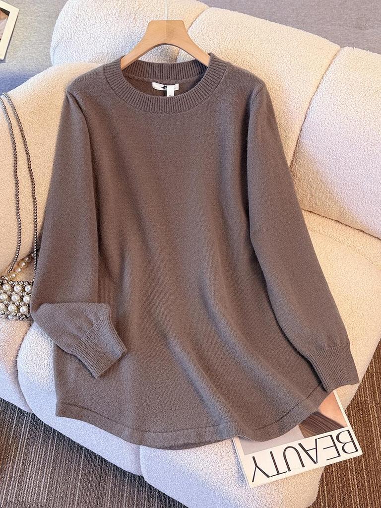 Plus Size Women's Winter Sweater: Round Neck, Long Sleeve, Fashion Base Layer (130-350 jin)