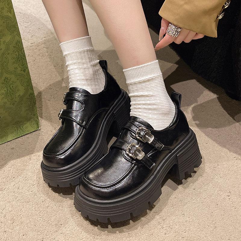 British style loafers women's 2025 spring and autumn new thick heel platform retro fashion small Mary Jane small leather shoes