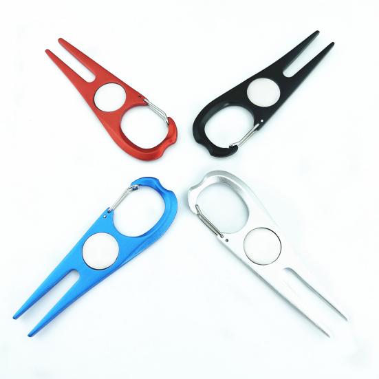 Golf Divot Repair Tool Aluminum Alloy Green Fork with Magnetic Ball Marker Golf Accessories for Men Women Golfers