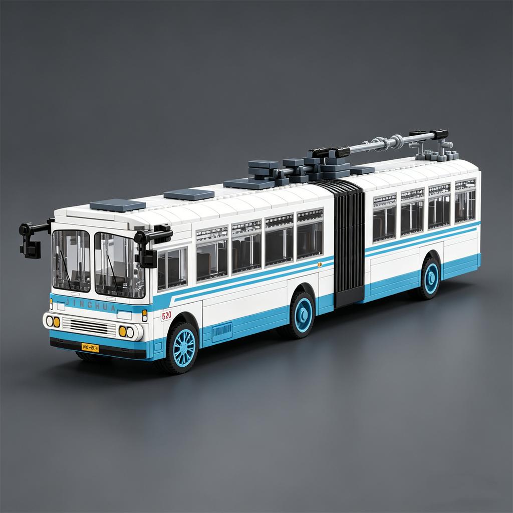 MOC Figurka NOVÁ Série City Trolejbus Stavebnice Dojíždějící Autobus Retro Model Auta Vzdělávací Hračka pro MOC