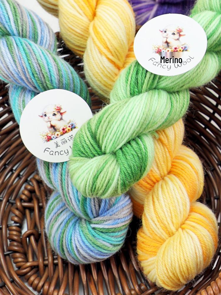 Hand-Dyed Variegated Wool Yarn: Ideal for DIY Knitting, Medium-Thickness Cotton, and Wool Blend for Hats and Scarves