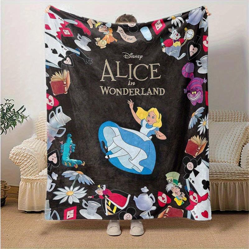 1 Stück, Disney's Alice im Wunderland Heimdekor Decke, Flanell Überwurf, Wohnzimmer, Schlafzimmer oder Outdoor-Abenteuer. Perfekt als Sofadecke