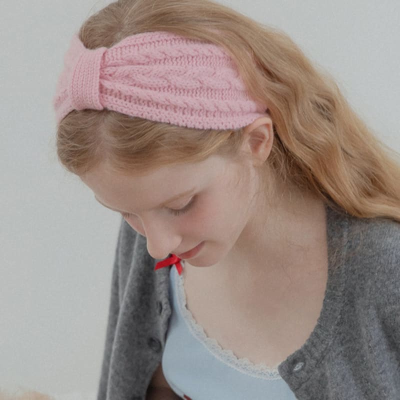 mellotory 100% cashmere cable hairband (pink)