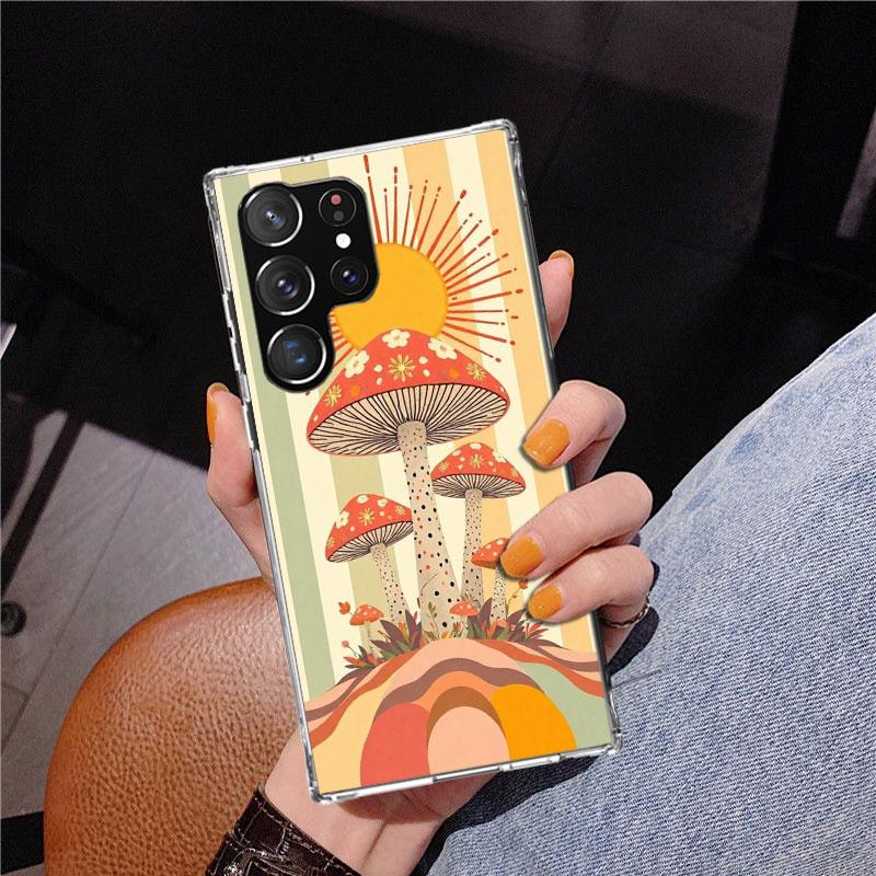 

Boho Hippy Mushroom Sunrise Phone Case For Samsung Galaxy S24 S25 Edge S26 Ultra S23 S22 S21 Plus S20 FE + Personalized Print Co Samsung S25 Edge