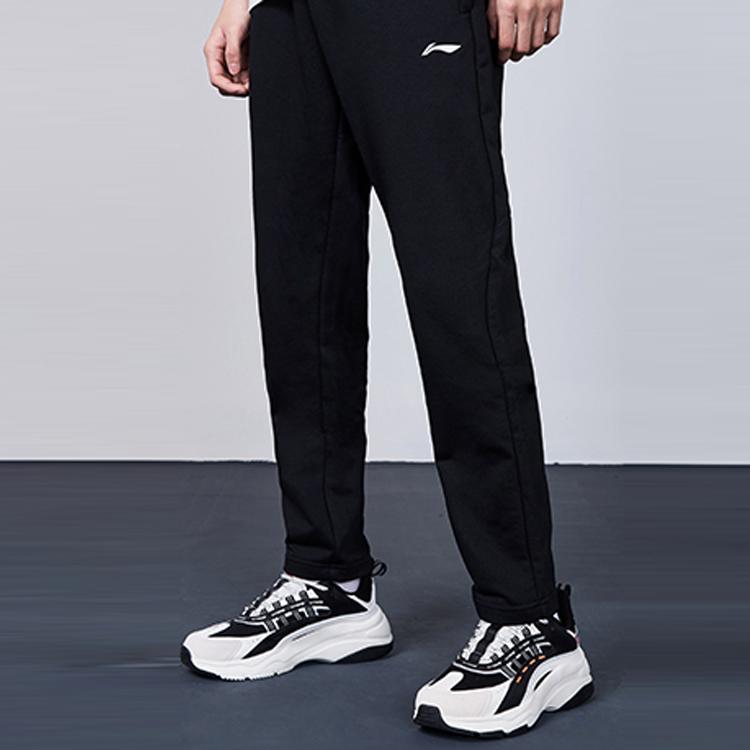 Li Ning Training Series Logo Pattern Straight Leg Knitted Sports Pants Men Pants Black AKLSG63-1