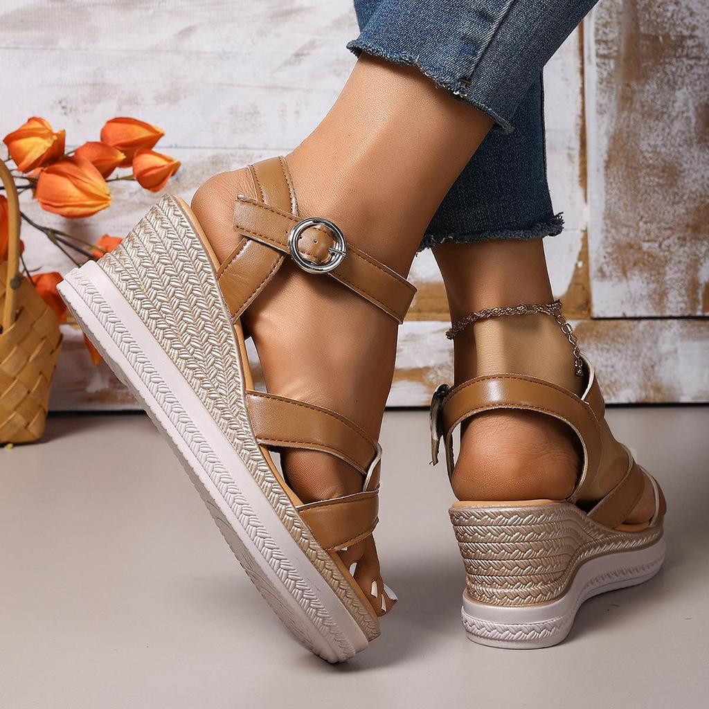 Summer new holiday slope heel with sandals casual versatile fashion platform beach shoes